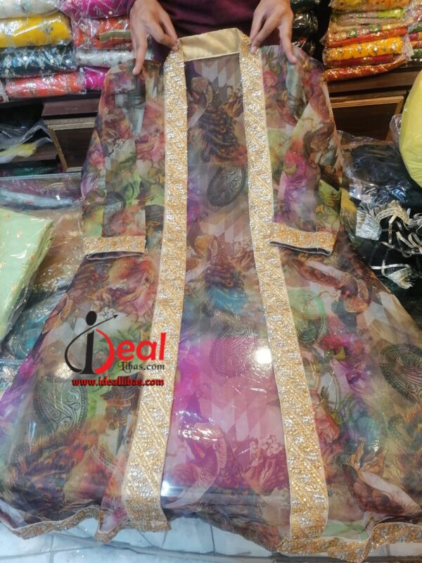 Customized Stitched Open Gown with Lace Cuffing